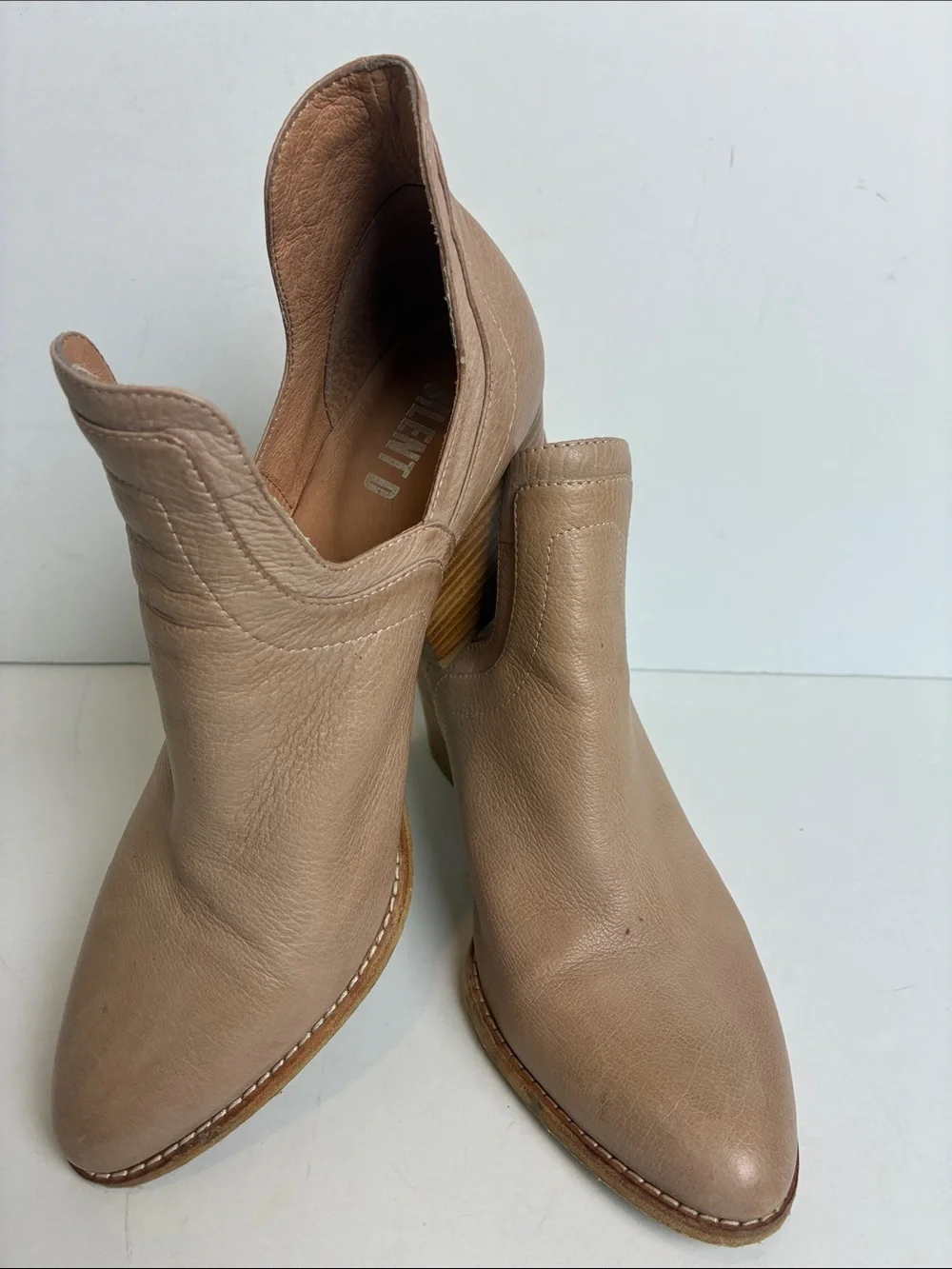 Anthropologie Silent D Winifred Side-Cut Booties Light Brown Leather Women’s 39